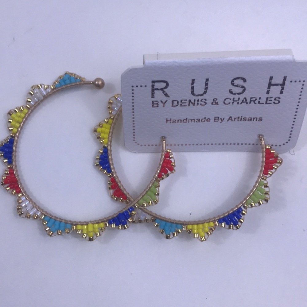 Beaded hoop earrings, NWT - Picture 3 of 5
